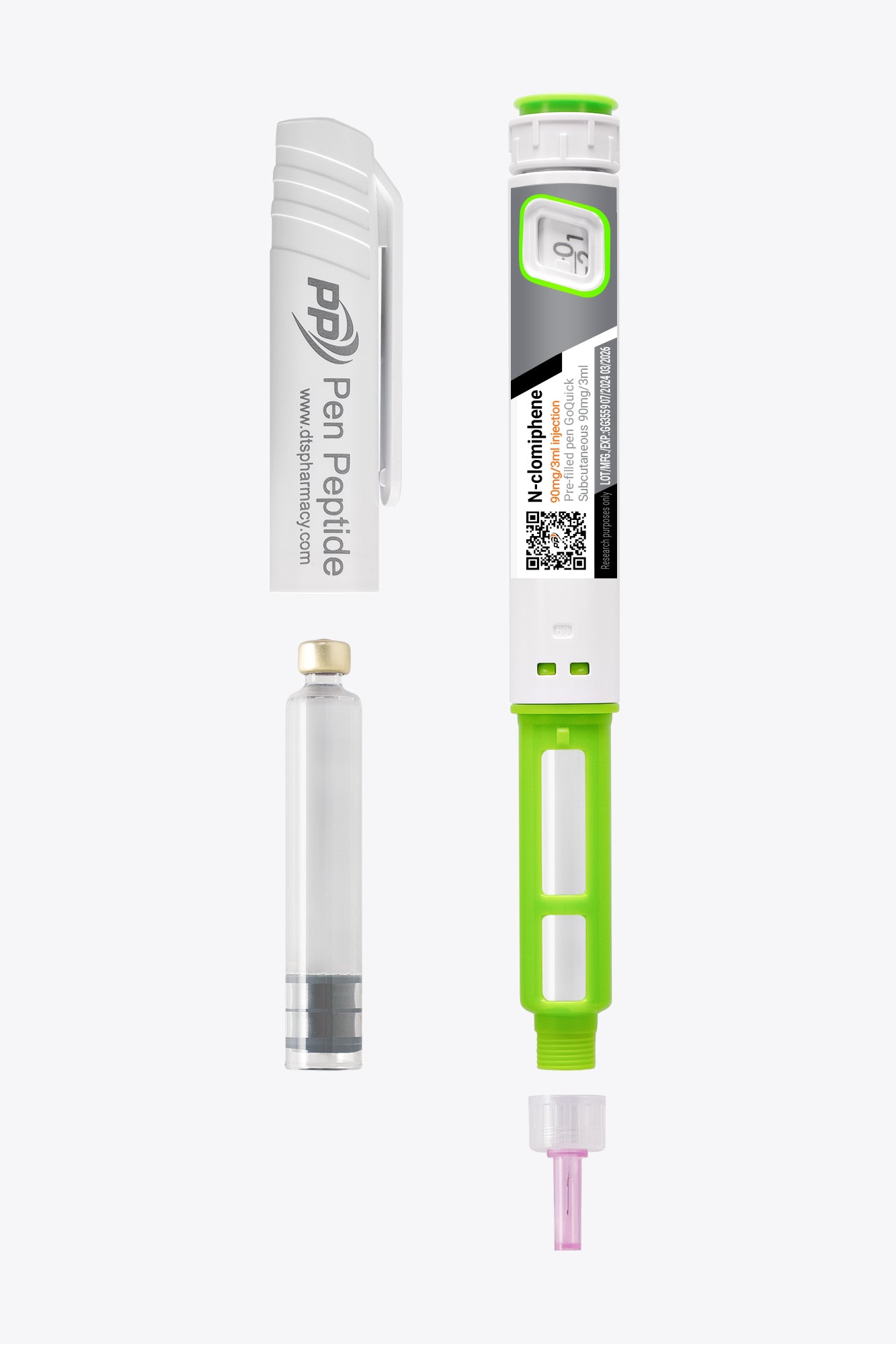 Enclomifeno en pen para aplicación subcutánea con fines de investigación