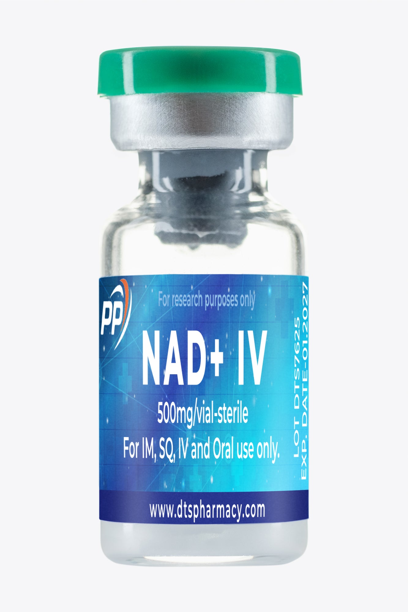 Vial con NAD+ 500 mg para administración intravenosa